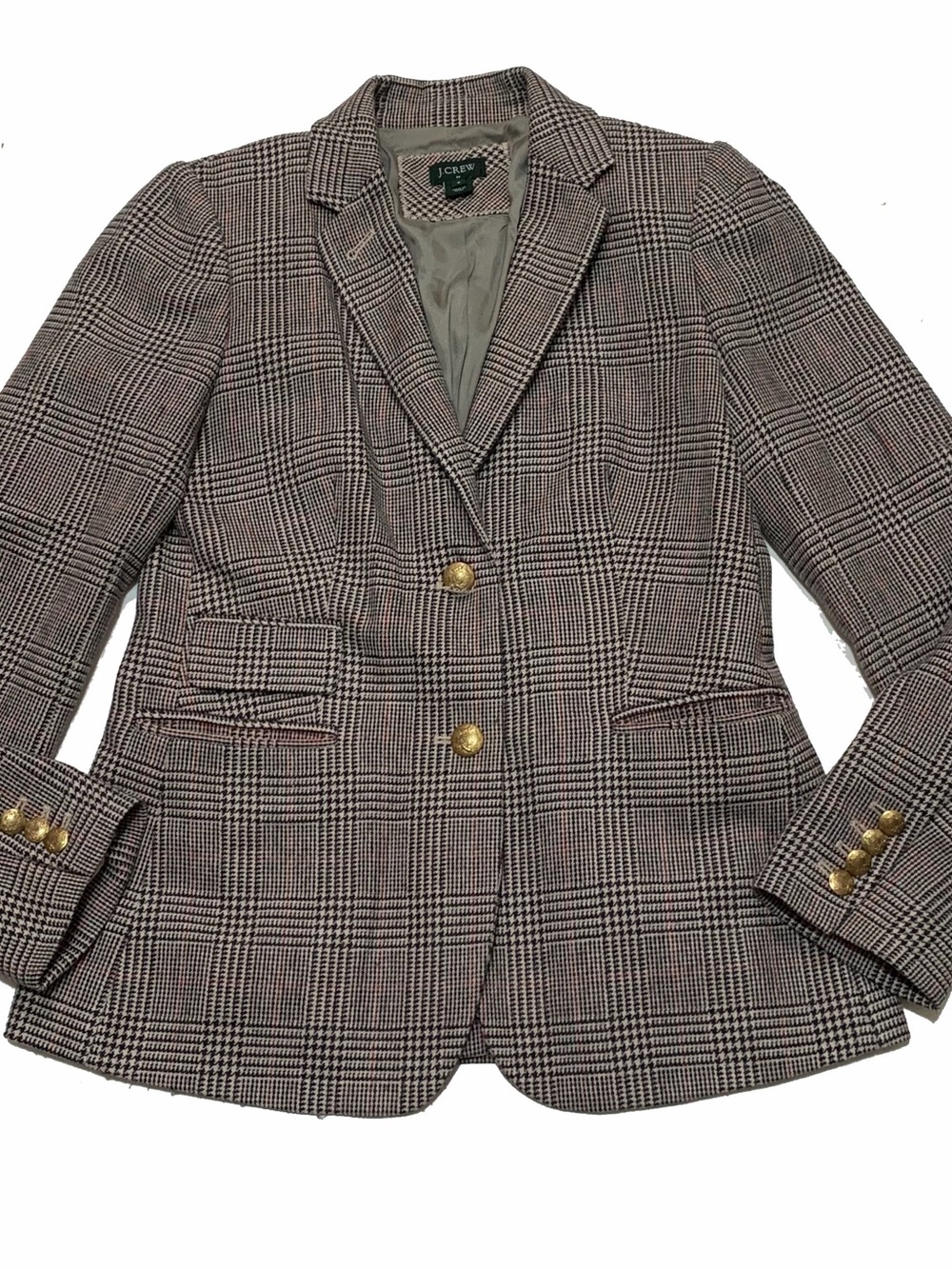 J. Crew Glen Plaid Blazer with Gold Buttons